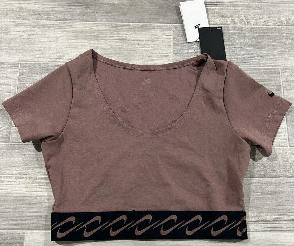 Nike Tight-Fit Crop Top Shirt Brown FN3666-208 Women’s Size Small NWT